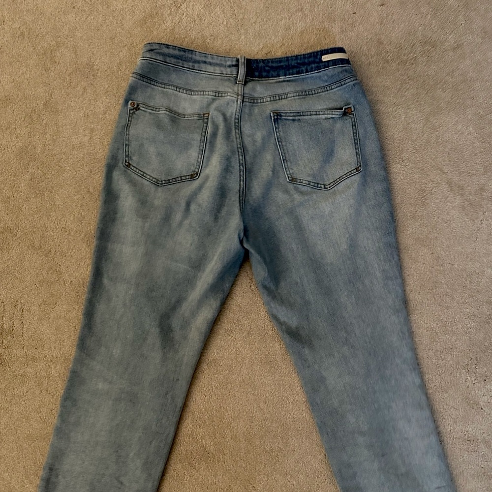 Pilcro Relaxed straight light wash distressed ankle jeans